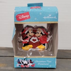 Hallmark Disney Mickey Minnie Mouse Heart Santa Hat Cristmas Ornament